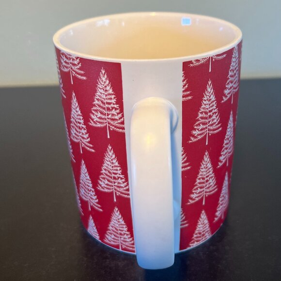DesignPac Red with White Christmas Holiday Pine Trees Oversized Ceramic Mug - Picture 7 of 11